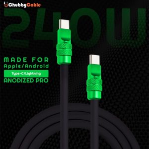 "Eloxált Pro" 240 W-os fényvisszaverő töltőkábel (C+Lightning)
