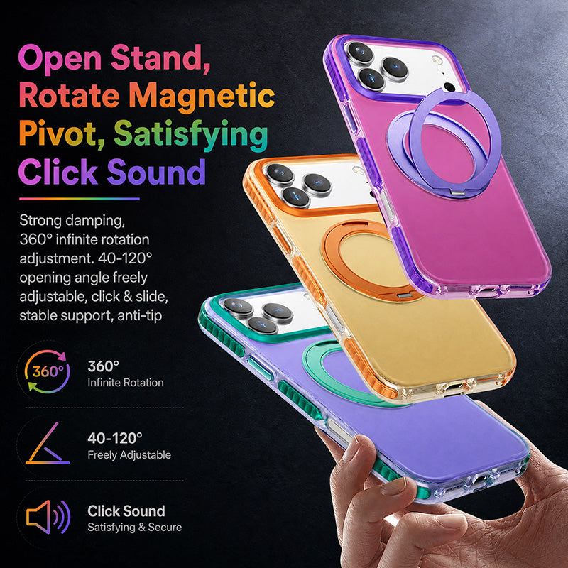 REZNIKA Armor Splicing – Matte Color-Block with 360° Hidden Magnetic Stand Case For iPhone - Image 5