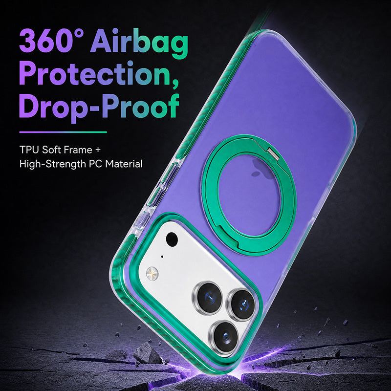 REZNIKA Armor Splicing – Matte Color-Block with 360° Hidden Magnetic Stand Case For iPhone - Image 3