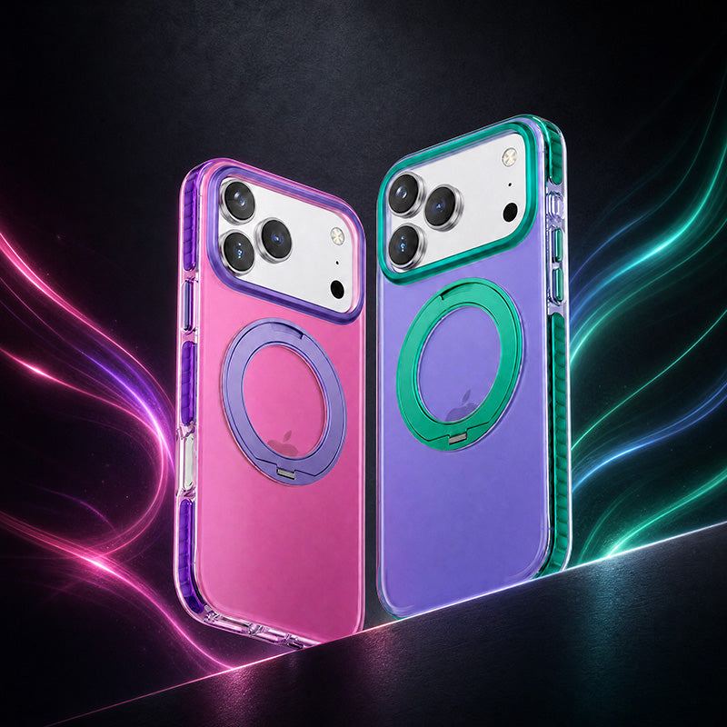 REZNIKA Armor Splicing – Matte Color-Block with 360° Hidden Magnetic Stand Case For iPhone