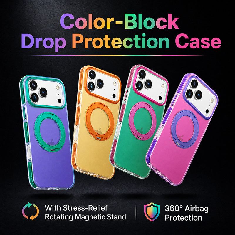 REZNIKA Armor Splicing – Matte Color-Block with 360° Hidden Magnetic Stand Case For iPhone - Image 2