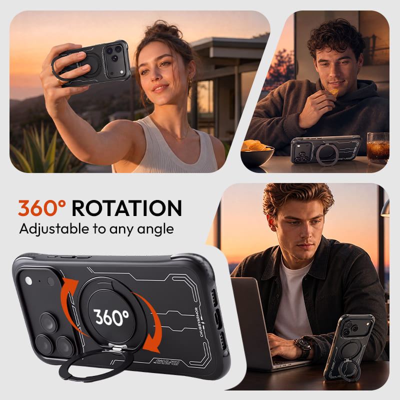 REZNIKA Armor AirBump® – 360° Rotating MagSafe Stand Case for iPhone 18 | Patented Drop Protection - Image 3