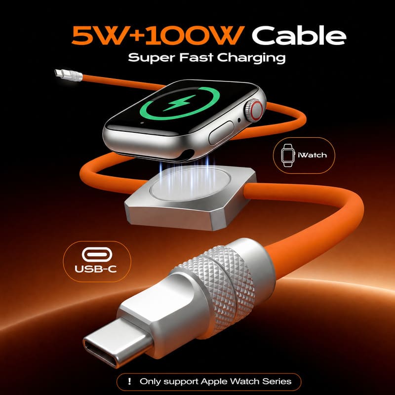 REZNIKA Solo-Flex™ 2-In-1 USB-C Cable With In-Line Watch Charger - Image 2