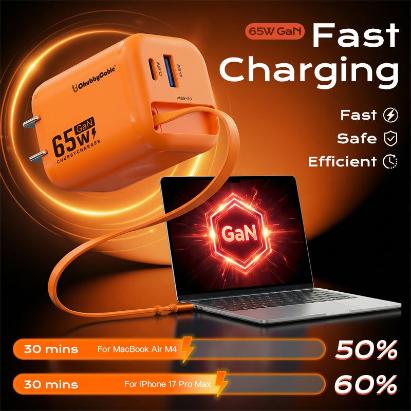 REZNIKA Charge MagCore – 65 W-os GaN gyorstöltő beépített visszahúzható kábellel - Image 2