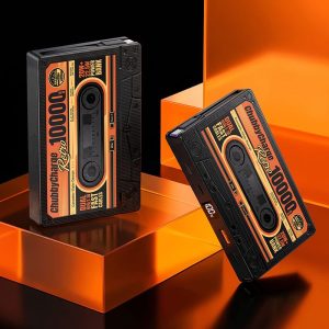 REZNIKA Charge Retro – Cassette-Style 10,000mAh Power Bank with Built-in Cables