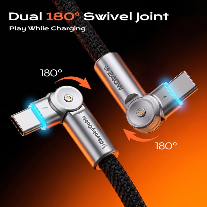 REZNIKA MagRotateX – 240W Magnetic Easy-Pack Cable with 180° Rotating Connectors - Image 5