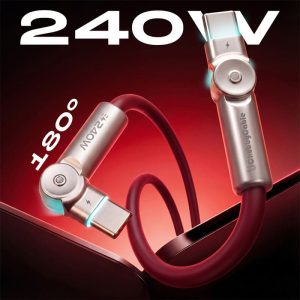 “REZNIKA RotateX” – 240W Dual 180° Rotating Fast Charging Cable With LED Light