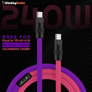“ColorWeave REZNIKA” élénk, kéttónusú 240 W-os gyorstöltő kábel – több szín