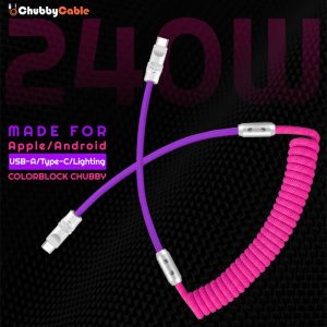 “Curly REZNIKA” 240 W tekercses fonott Colorblock gyorstöltő kábel