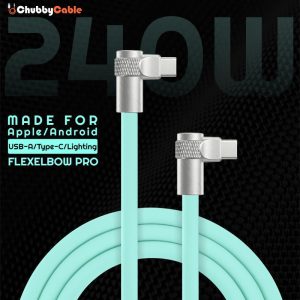 "FlexElbow Pro" 90°-os kivitelű 240 W-os gyorstöltő kábel