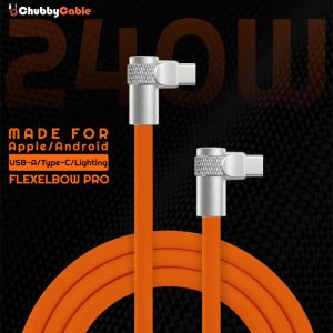 "FlexElbow Pro" 90°-os kivitelű 240 W-os gyorstöltő kábel