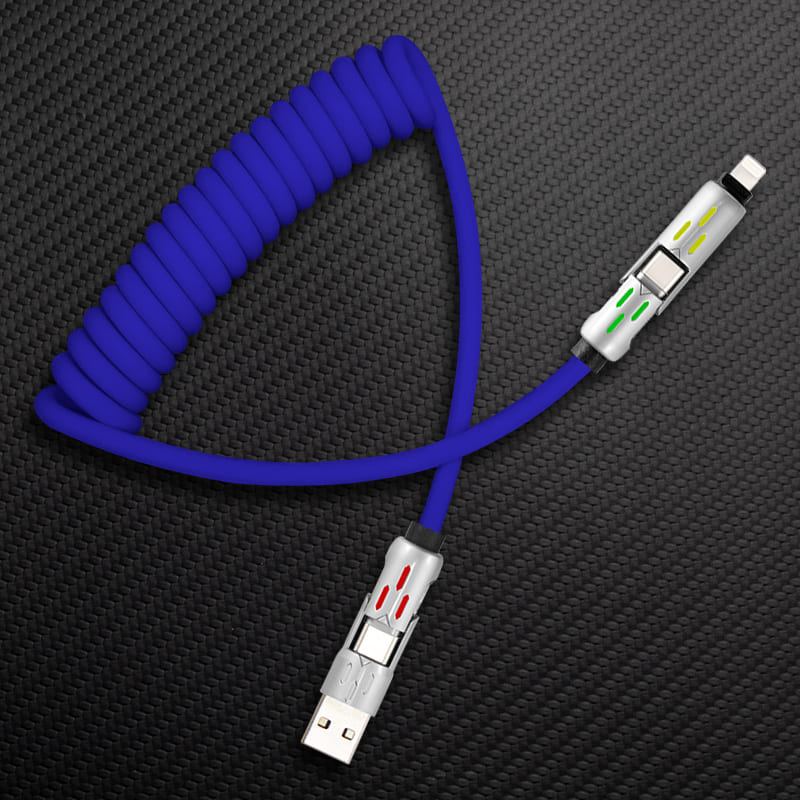 "GlowCharge Pro" 240W 4-in-1 Spring Car Cable with Lights - Image 11