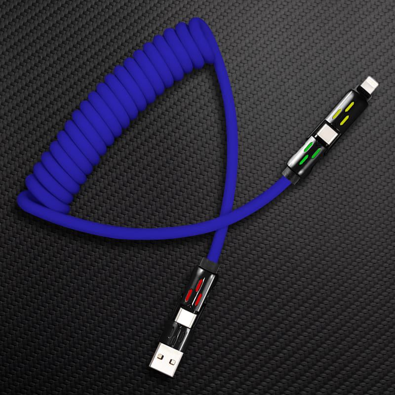 "GlowCharge Pro" 240W 4-in-1 Spring Car Cable with Lights - Image 13