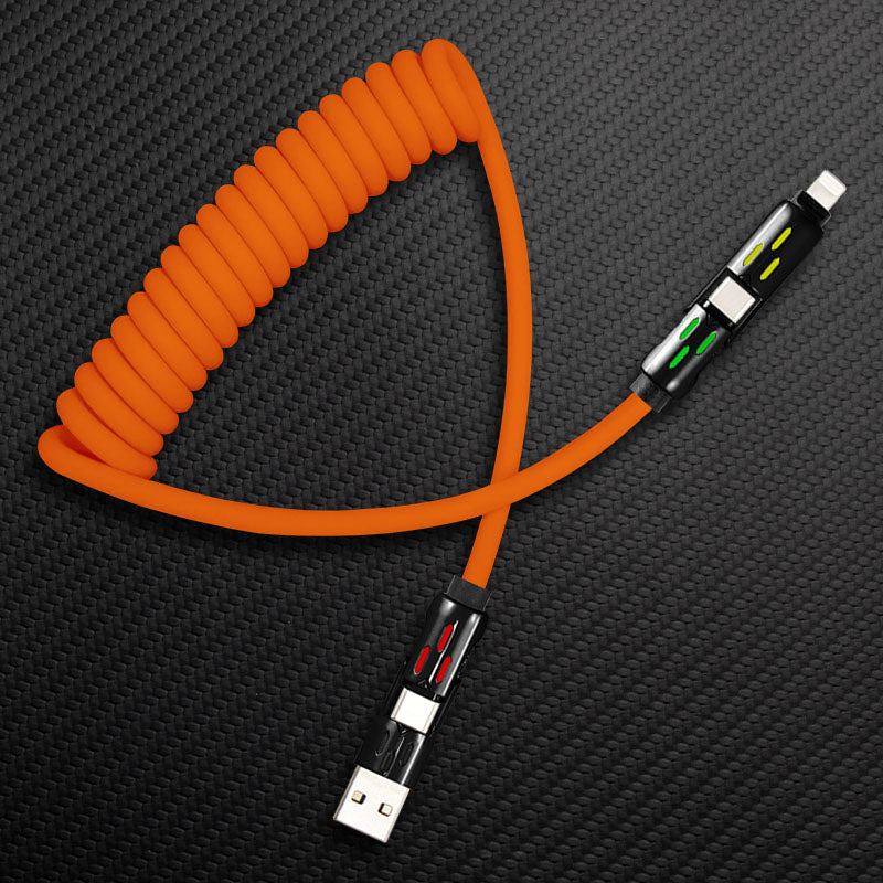 "GlowCharge Pro" 240W 4-in-1 Spring Car Cable with Lights - Image 7
