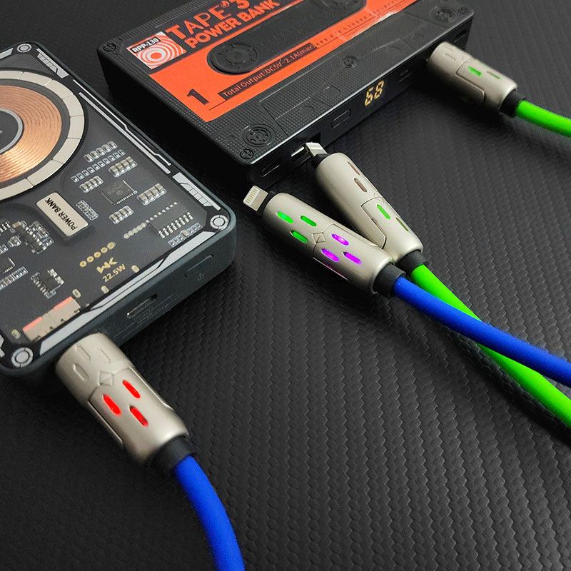 "GlowCharge Pro" 240W 4-in-1 Spring Car Cable with Lights - Image 4