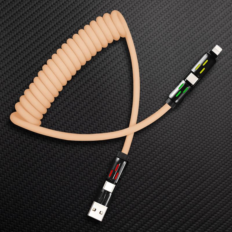 "GlowCharge Pro" 240W 4-in-1 Spring Car Cable with Lights - Image 12