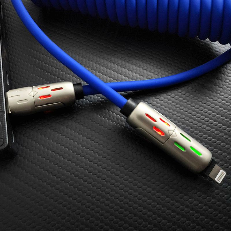 "GlowCharge Pro" 240W 4-in-1 Spring Car Cable with Lights - Image 5