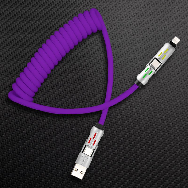 "GlowCharge Pro" 240W 4-in-1 Spring Car Cable with Lights - Image 8