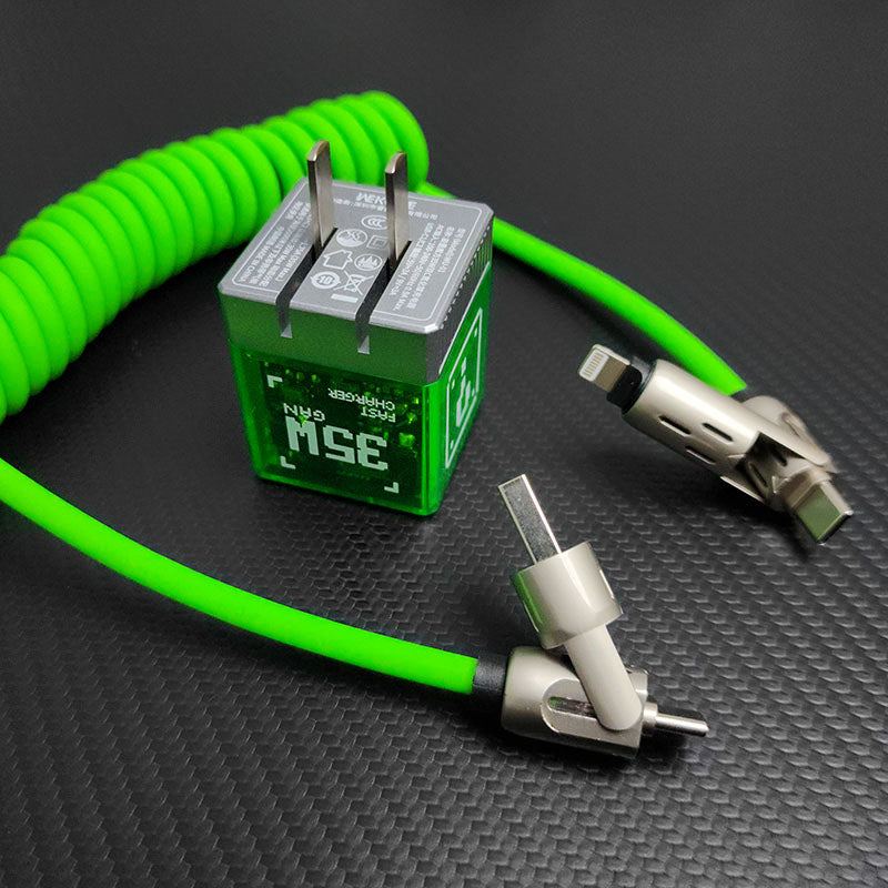 "GlowCharge Pro" 240W 4-in-1 Spring Car Cable with Lights - Image 3