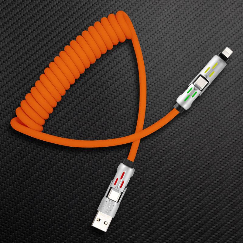 "GlowCharge Pro" 240W 4-in-1 Spring Car Cable with Lights - Image 6