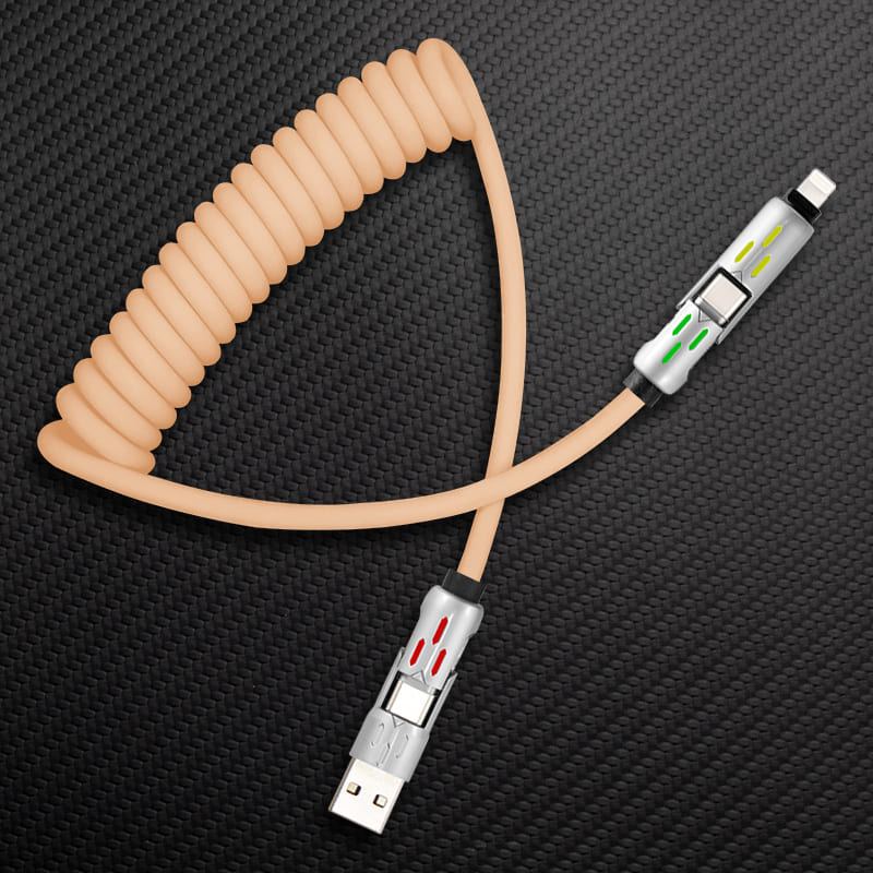 "GlowCharge Pro" 240W 4-in-1 Spring Car Cable with Lights - Image 9