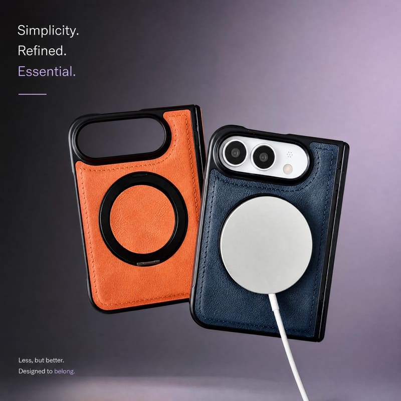 REZNIKA Armor LuxeGrip™ – bőr-szemcsés MagSafe állvány tok iPhone Duo készülékhez - Image 4