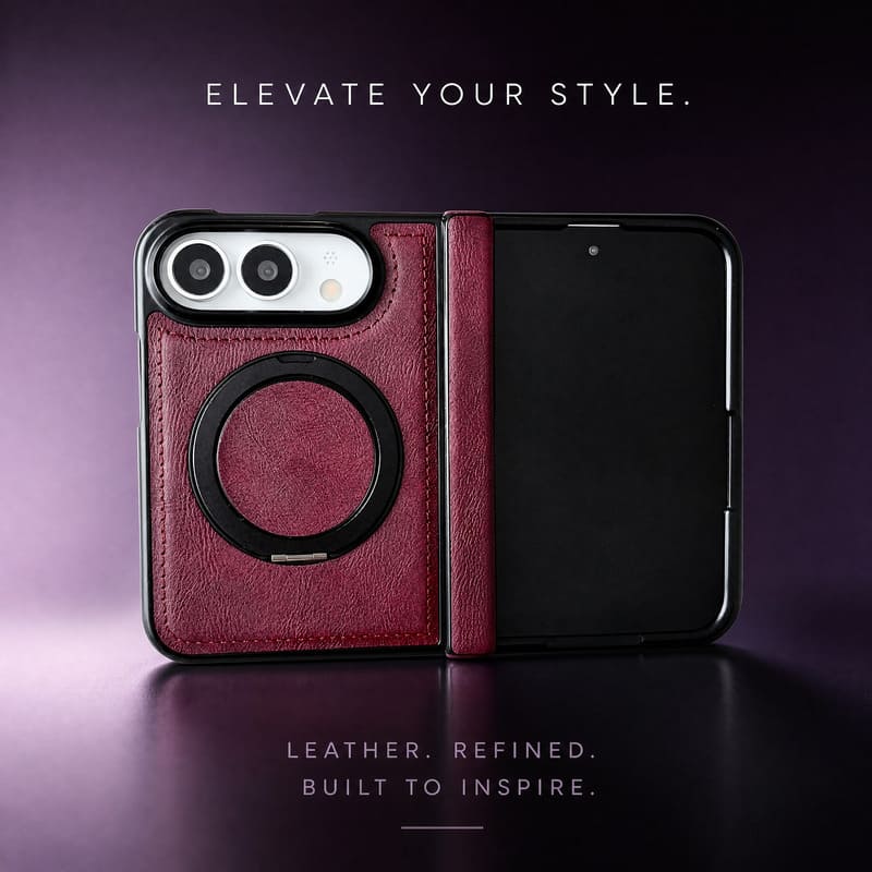 REZNIKA Armor LuxeGrip™ – bőr-szemcsés MagSafe állvány tok iPhone Duo készülékhez - Image 3