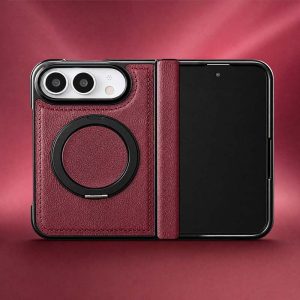 REZNIKA Armor LuxeGrip™ – Leather-Grain MagSafe Stand Case for iPhone Duo