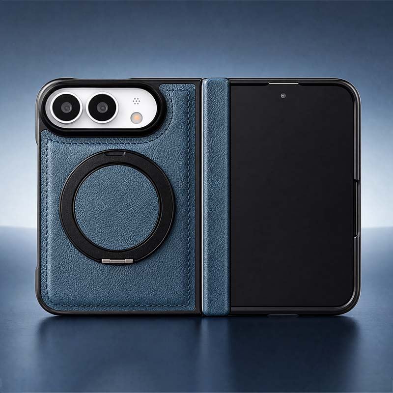 REZNIKA Armor LuxeGrip™ – bőr-szemcsés MagSafe állvány tok iPhone Duo készülékhez - Image 6