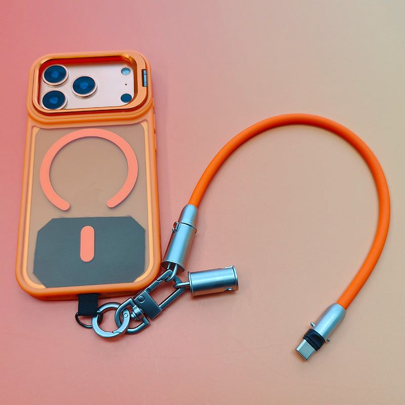 Metal Lens Bracket Phone Case For iPhone & REZNIKAcable Crossbody Strap Cable Combo - Image 4