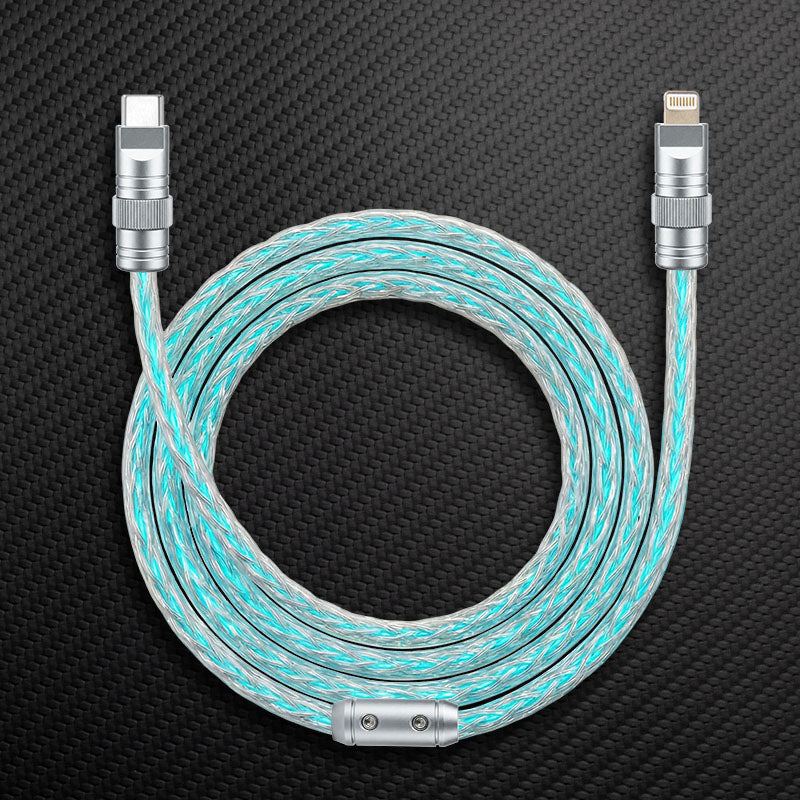 “Neon REZNIKA” RGB megvilágítású ezüstözött gyorstöltő CarPlay kábel - Image 8