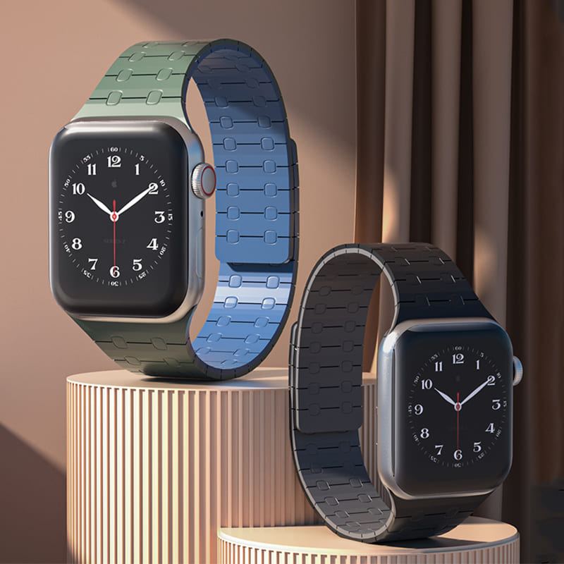 "Kéttónusú" sport szilikon mágneses légáteresztő szíj Apple Watchhoz - Image 3