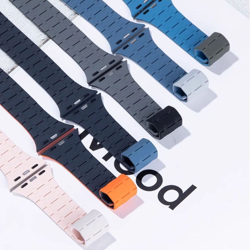 "Kéttónusú" sport szilikon mágneses légáteresztő szíj Apple Watchhoz - Image 2