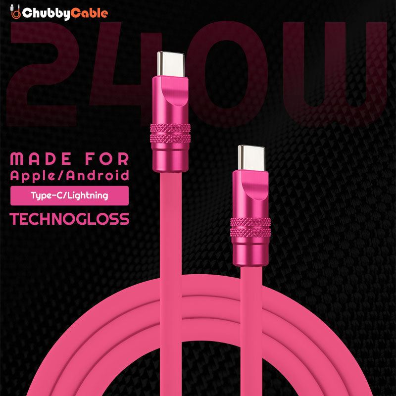 "TechnoGloss" 240 W-os fényvisszaverő töltőkábel (C+Lightning)
