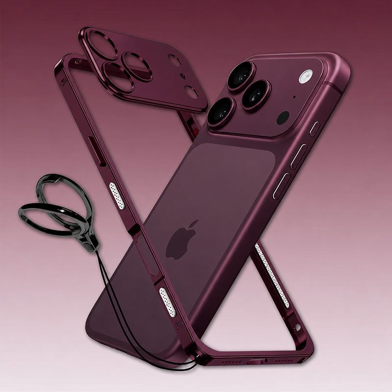 REZNIKA Armor LiteGo – Ultra-Thin Metal Bumper Case With Lens Protector & GripRing Phone Stand For iPhone - Image 6