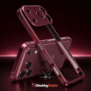 REZNIKA Armor LiteGo – Ultra-Thin Metal Bumper Case With Lens Protector & GripRing Phone Stand For iPhone