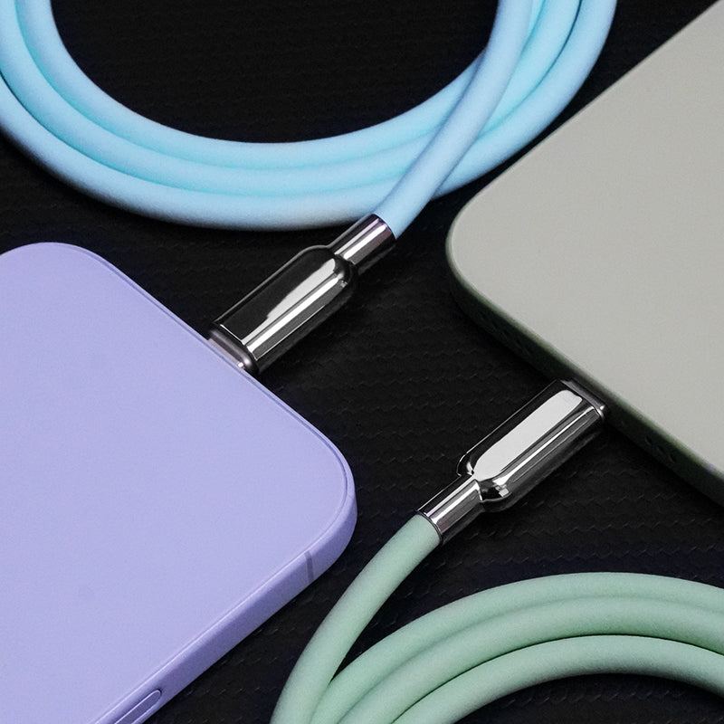 “Thin REZNIKA” 240W Grainy Texture Charging Cable With Mirrored Connector - Image 2