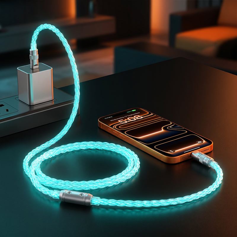 “Neon REZNIKA” RGB megvilágítású ezüstözött gyorstöltő CarPlay kábel - Image 2