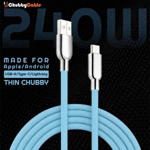 “Thin REZNIKA” 240W Grainy Texture Charging Cable With Mirrored Connector