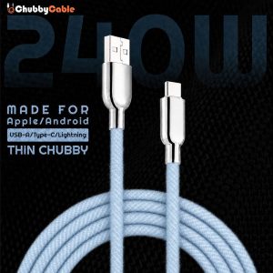 “Thin REZNIKA” 240W Knit Braided Fast Charging Cable With Mirrored Connector